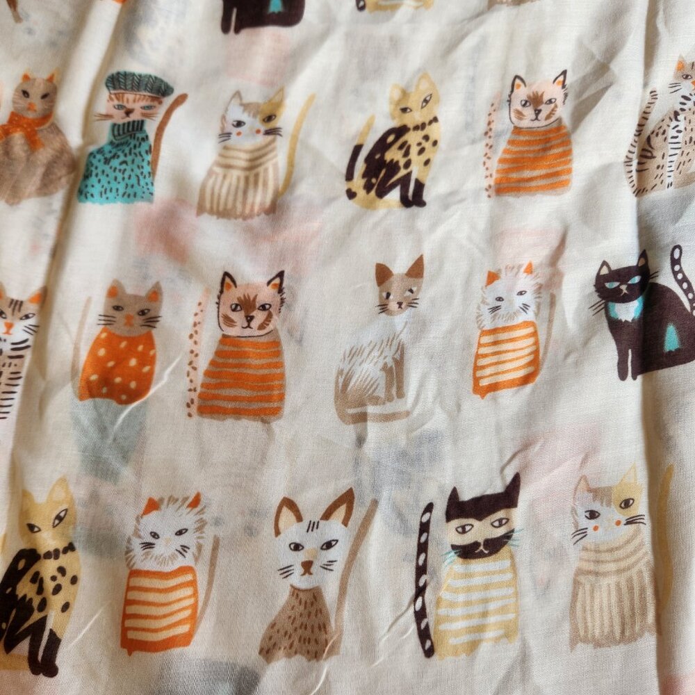 NEW Gauzy Cat Kitten Kitty Scarf Cotton/Viscose - Picture 3 of 5